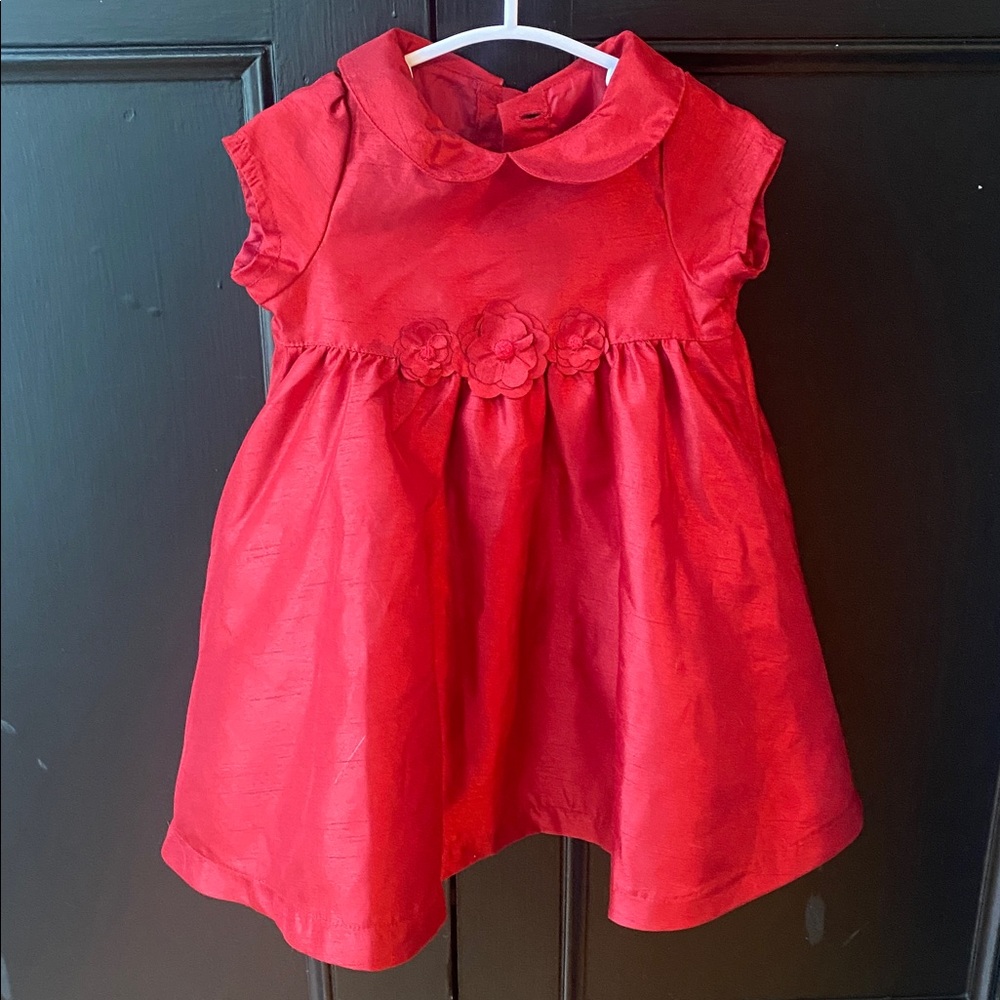 Crazy 8 Adorable Red Baby Dress with Floral Detail